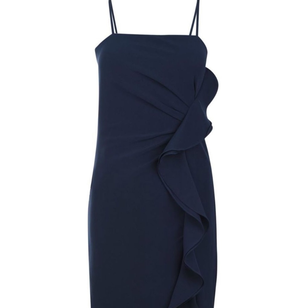 NEW BARDOT Navy Rona RUFFLE Sleeveless Midi Dress - Picture 8 of 13